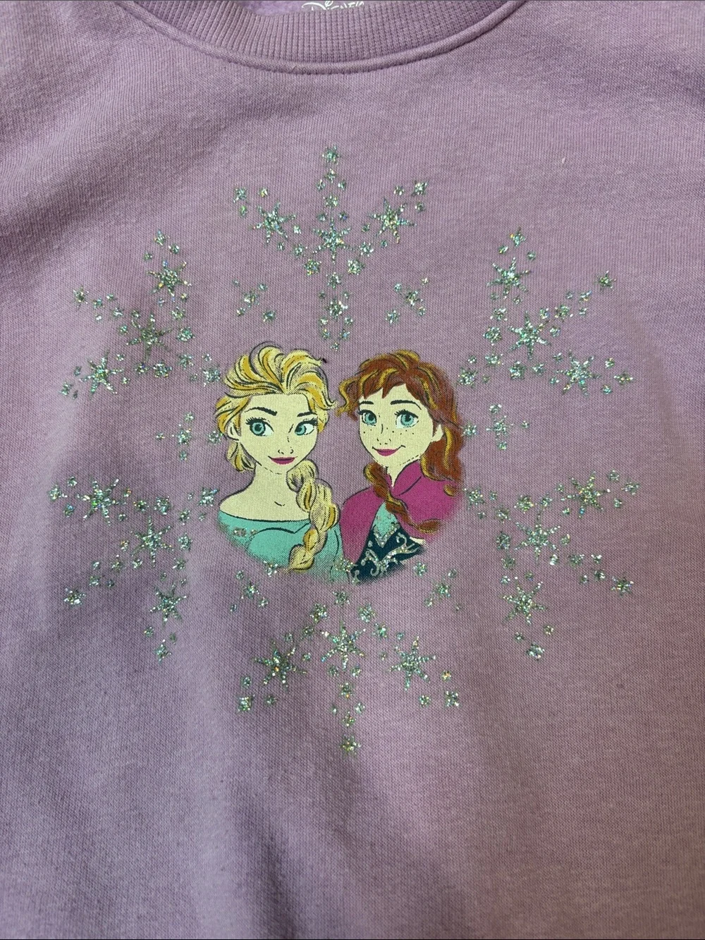 Girls Lavender Elsa & Anna Sparkle Crewneck Sweatshirt